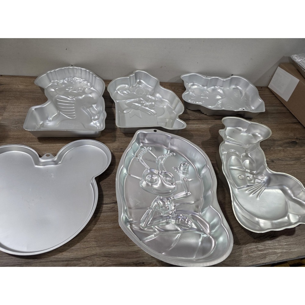 Lot Of 6 Disney WILTON CAKE PANS Mickey Dalmatian Goofy Donald Bugs Life Dale